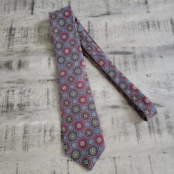 Allen Solly Blue and Red Mandala Print Necktie 55 x 3.25 - Picture 2 of 9